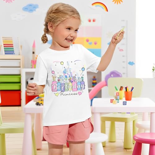 Image of Birthday Girl Shirt Kids Birthday Princess T-Shirt Toddler Girls Birthday Party Tee Cute Birthday Family Tee Tops