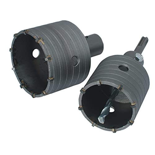 2 scies trépans SDS Plus Ø 80 mm et Ø 65 mm + arbre et foret