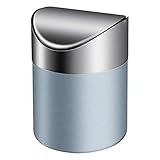 TWFRIC Mini Basura Inoxidable Basura con Tapa, Mini cubo de basura Pequeña Escritorio Cubos de basura para Escritorio Oficina Baño Cocina Residuos Contenedores 1L
