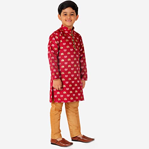 Image of Pro-Ethic Style Developer Kurta Pajama For Kids Boys | Cotton | Floral Print | Ethnic Wear (S-204)