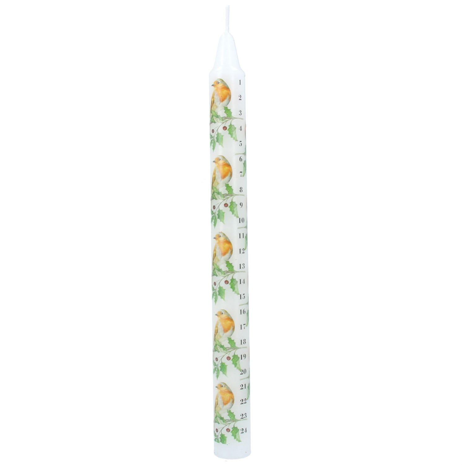 Gisela Graham White Robin And Holly Advent Candle 23Cm