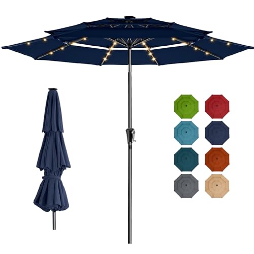 HOMSHADE 9FT 3-Tier Solar Patio Umbrella Heavy Duty,Vented Market Table