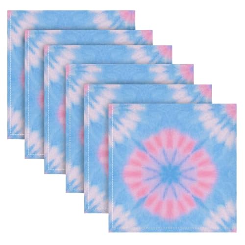 Servilletas de tela cuadradas azul rosa 6 unidades miniatura 5