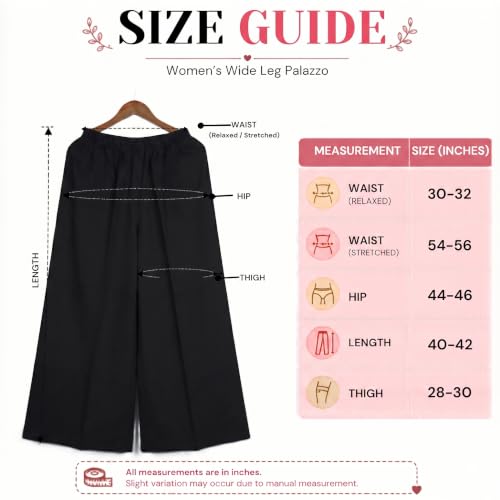 Image of Plaazo Women's Cotton Palazzo | Wide Leg Palazzo for Women | Soft Breathable High Waist Bottom Wear | Comfortable Casual, Office, Travel for Women