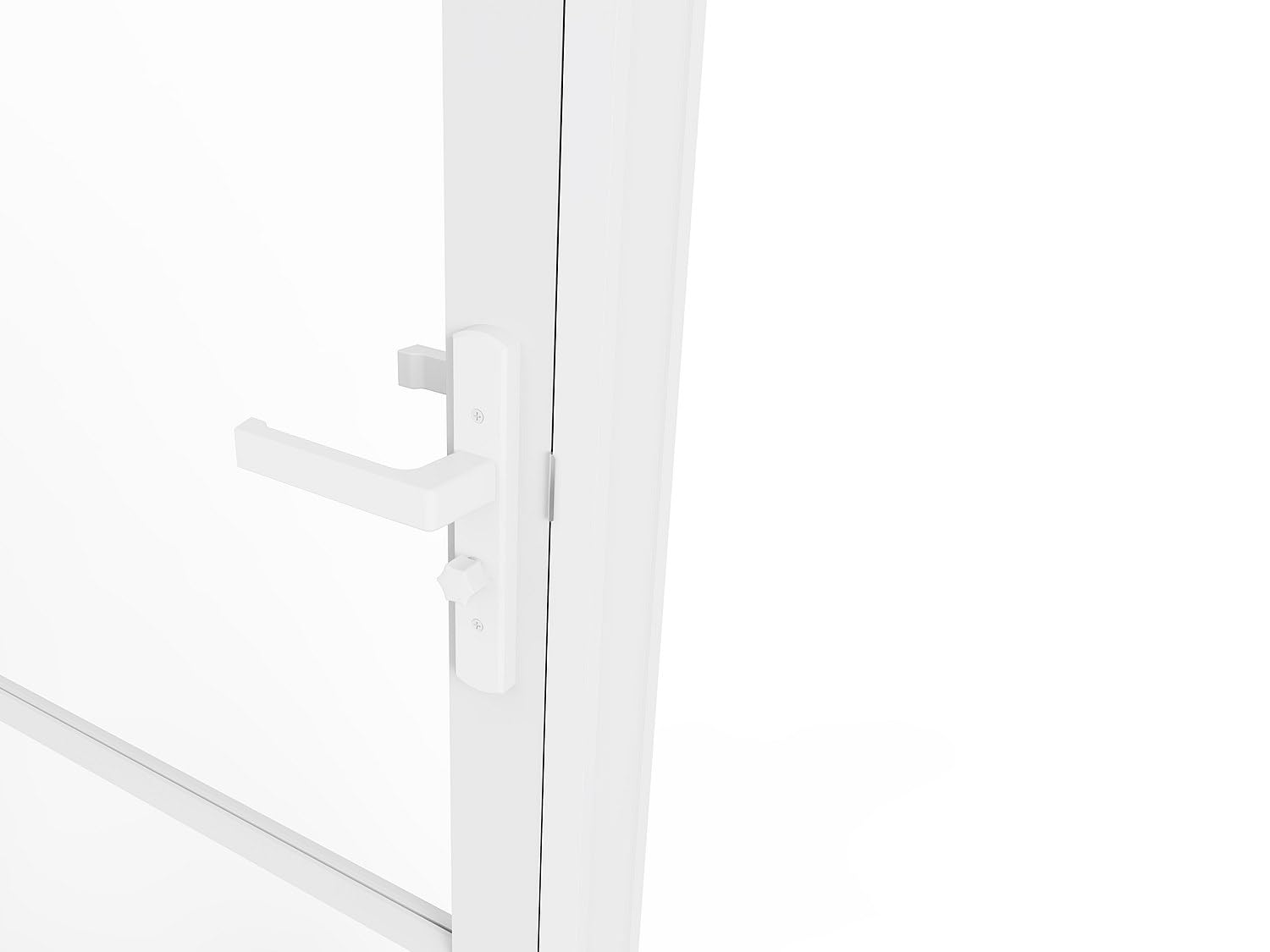 Vente-unique - Bloque de puerta reversible de aluminio y cristal templado – 204 x 83 cm – Blanco – Maseru