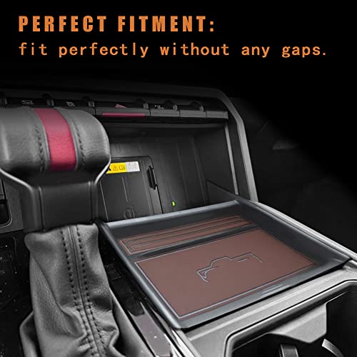 Triplealiners For 2022-2023 Tundra Center Console Leather Insert Storage Organizer Accessories With Leather Trim Compatible With Toyota Tundra 2023 2022 Sr Sr5 Limited Trd Pro (Leather Brown) #TOP4