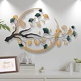 59' Oversized 3D Ginkgo Leaf Metal Wall Art Decor for Living Room, Gold Wall Art Decorations, Large Modern Metal Wall Sculptures, Metal Wall Decor Home Decor for Living Room Dining Room Bedroom