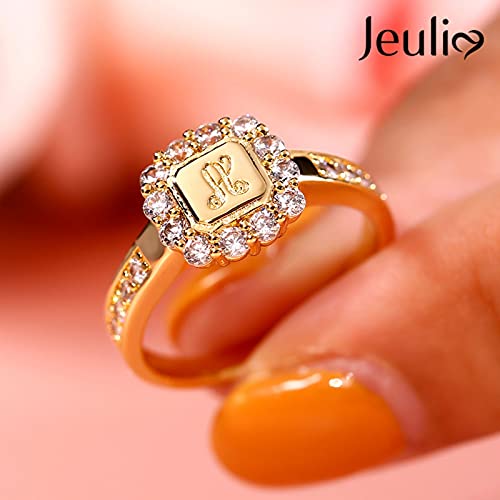 Jeulia Diamond Personalized Custom Rings for Women cz Sterling Silver A Little Sparkle Monogram Ring Band Wedding Engagement Anniversary Promise Ring Bridal Sets2