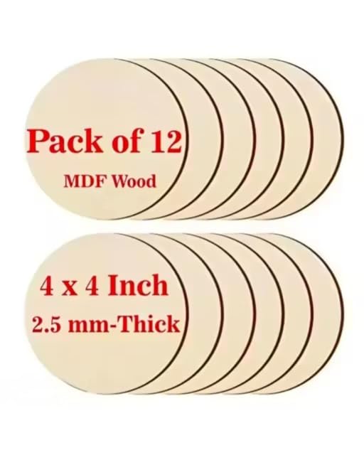 MDF Wood Circle Rounds, 4x4 Inch, 2.5 mm Thick, Pack of 12, for DIY Craft Projects-image-15