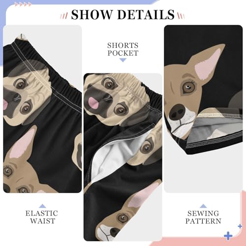 Boys' Pants Pug and Chihuahua Dogs Black Long Bottoms Jogger Pants Elastic Waist Trousers with Pockets S-XL4