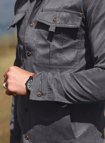 Men's Shirt Jacket Shacket with Flannel Lined Casual Snap Button Overshirt Western Cowboy Jackets Fall Clothing 5