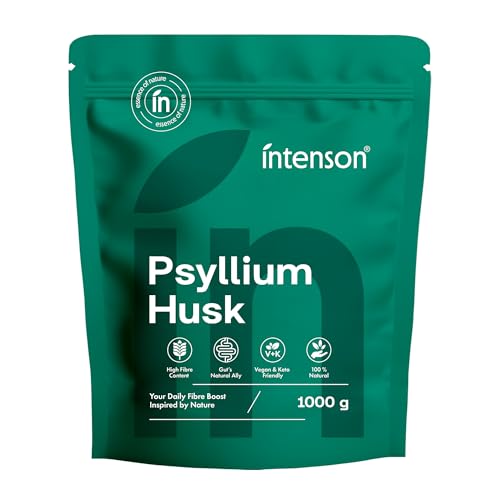 Intenson Cáscara de Psyllium, 1000 g, Alto Contenido en Fibra, 100% Natural, Vegano y Apto para Dieta Keto, Sin Gluten, Sin Aditivos, Sin OGM
