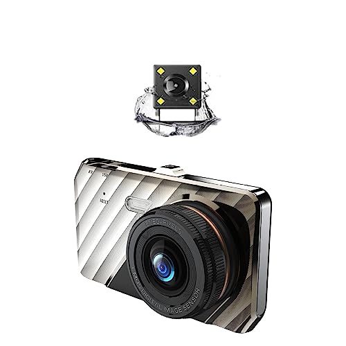 Image of QAWACHH Touch Screen Dash Cam 4 inch 1080P Dual Lens Car DVR Recorder Front and Rear Camera