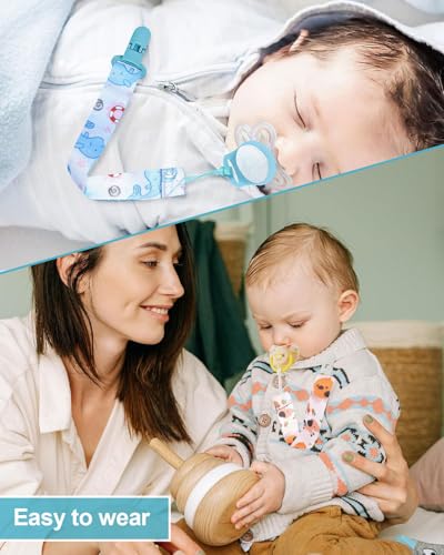 ZEXIJOW 5 PCS Schnullerketten Baumwolle Schnullerketten,Baby Schnullerkettenclips,Schnullerband,Schnullerketten für Mädchen und Jungen,Schnuller,Geflochtene Schnullerkette