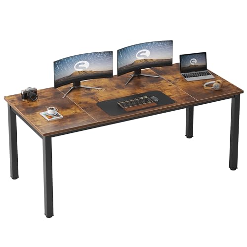 Need 70.8 Inch Executive Office Desk, Large Stylish Computer Desk, Simple Study Writing Desk, Workstation Business Furniture for Home Office, Rustic Brown
