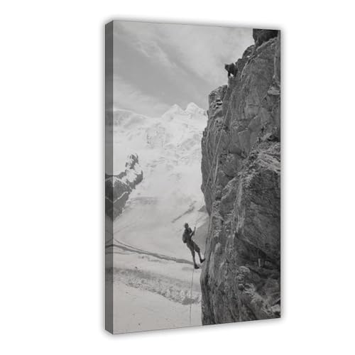 Art mural escalade minimaliste affiche noir et blanc sport extrême aventure