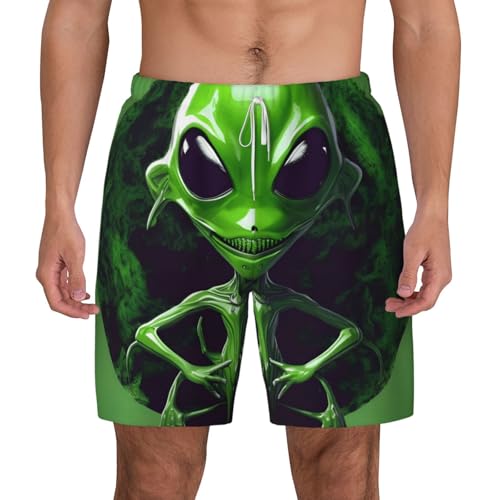 Short de bain respirant Alien vert pour homme, séchage rapide et léger