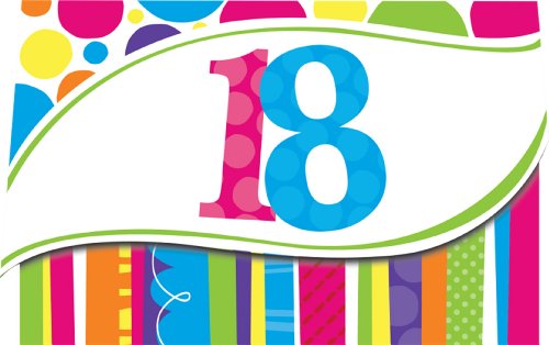 Creative Converting Bright and Bold 8 Count 18th Birthday Invitations