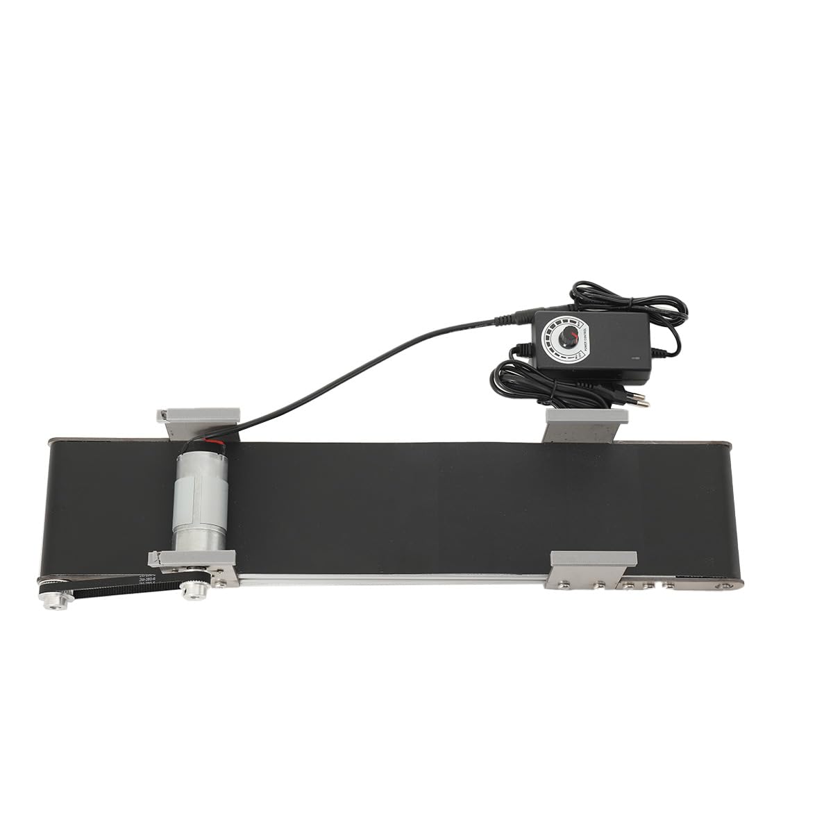 Edelstahl Mini-Förderautomat, DC 12V Elektrisches Desktop Förderband Einstellbare Geschwindigkeit, Automatisches Förderband mit Adapter Geeignet für Reibung Experiment Gerät