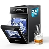 EUHOMY 2.4" Ice Ball Maker Countertop, 2Pcs Ready in 60Mins, 48Pcs/Day, 8H Timer, Self-Cleaning Sphere Ice Maker Machine with Crystal Clear Ice, Round Ice Cube Maker for Whiskey & Bourbon
