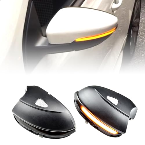 QKLsudua 2pcs Dynamic Sequential Blink Compatible with VW Pas-sat CC B7 Be-etle Sciro-cco Jet-ta MK6 LED Side Mirror Turn Signal Light Assembly