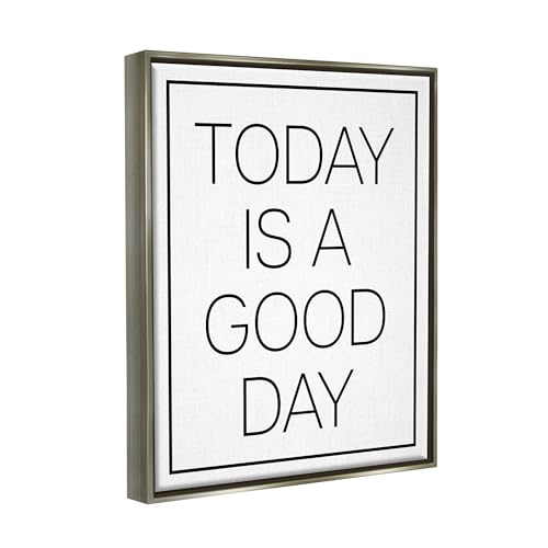 Image of Minimal Good Day Phrase, 24 x 30 Inch Canvas in Floater Frame | Stupell Industries . By Lil' Rue . Ready to hang . Positive home accent . Made in USA