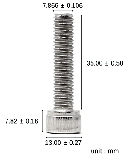Image of iexcell 10 Pcs M8 x 35mm Thread Pitch 1.25 mm Stainless Steel 304 Hex Socket Head Cap Screws Bolts Kit