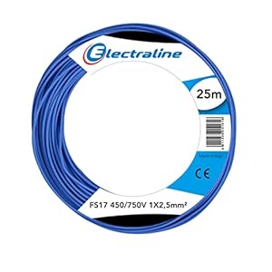 Electraline 13162 Cable unipolar FS17, sección 1 x 2.5 mm², Azul, 25 m
