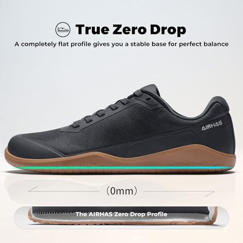 Image of AIRHAS Men's Barefoot Training Shoes Zero Drop Minimalist Sneakers Anatomical Toe Design for Weightlifting and Fitness