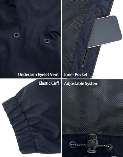 Image of Water Proof Jacket, Lightweight Zip Up Hoodie Men, Mens Rain Jacket Raincoat Windbreaker Running