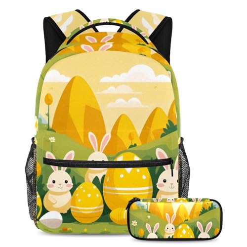 Sac à dos avec trousse résistant jaune pour organiser les fournitures d'école