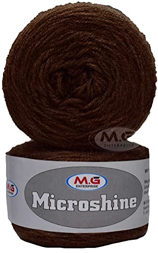 Image of M.G Microshine Coffee (400 gm) Wool Hank Hand Knitting Wool /Art Craft Soft Fingering Crochet Hook Yarn, Needle Knitting Yarn Thread dye D R JB