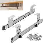 Under Desk Keyboard Tray Pull Out Slide Height Adjustable Slide Out Keyboard Draw Holder Track Under Table Lifting for Mount Music Keyboard Piano Retrofitting Under Table Rail Bracket Without Tray