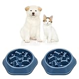 2 PCS Slow Feeder Dog Food Bowl – Bowl Designed to Slow Eating, Promotes Healthy Digestion and Prevents Bloat, Ideal for Cats and Dogs (Blue-Blue)