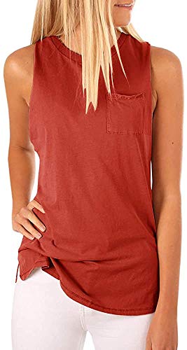 Women s High Neck Tank Top Sleeveless Blouse Plain T Shirts Pocket Cami Summer Tops