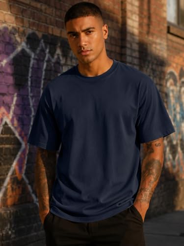 Image of KEEPSHOWING Mens Oversized Short Sleeve T-Shirts Cotton Loose Fit Tees