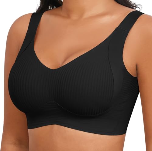Image of Xcutting Plus Size Bras for Women No Underwire Full Coverage Everyday Bras | wireless,support lift,sagging breast bras for older women large breast,padded seamless,wide strap,sleep t shirt,comfortable