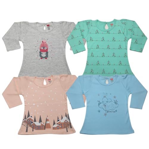 Image of LuvLap Baby Girls 100% Cotton Full Sleeve Girls Top Pack of 4