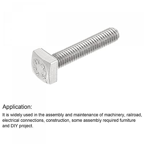 Image of uxcell Square Head Bolt, 10pcs M4x20mm Fully Thread 304 Stainless Steel Grade C Square Machine Screws