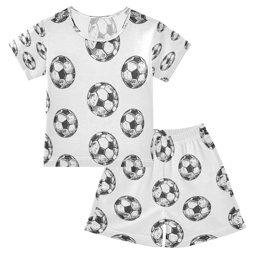 senya Short Sleeve Pajamas Sets Summer Cotton Sleepwear Soccer Balls