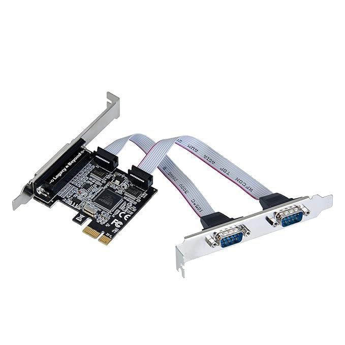 Image of BigPlayer PCI Express Serial & Parallel Port Card - 2 x DB9 RS232 COM Ports + 1 x DB25 LPT1 Parallel Port Adapter for Desktop PCs - High-Speed PCIe Interface Compatible with Windows 11 /10 /8 /7