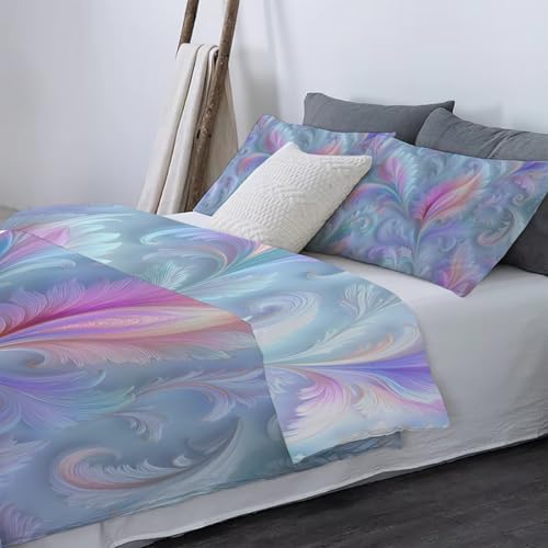 Housse de couette 200x200 bleu clair à motif cachemire pour lit 2 personnes