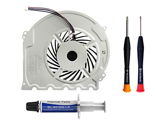 ElecGear Replacement CPU Lüfter für PS4 Slim CUH-2xxx – Intern Reparatur Ersatzkühler Ventilator Kühler Cooling Fan, Thermo Paste, TR8 Torx Security, PH00 Driver Set für Playstation 4 Slim