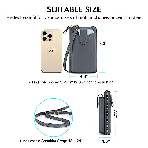 Image of Peacocktion RFID Crossbody Wallet Purse for Women Small Travel Cell Phone Purses Trendy Vegan Leather Bags with Card Slots