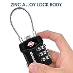 2 Pack TSA Approved Travel Luggage Locks, Cable Combination Lock Alloy, Metal Keyless 3-Digit Padlocks, Weatherproof TSA Accepted Padlock for Gym Locker, Golf Bag Case, Backpack, Black-by GIVERARE - Image 5