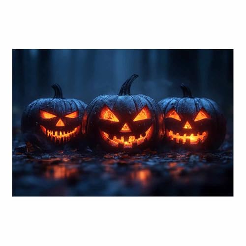 Toile fond Halloween citrouilles effrayantes décor de fête mystique TERUEA noir