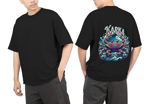 Image of Men's Zodiac Sign Printed Oversized Cotton T-Shirt