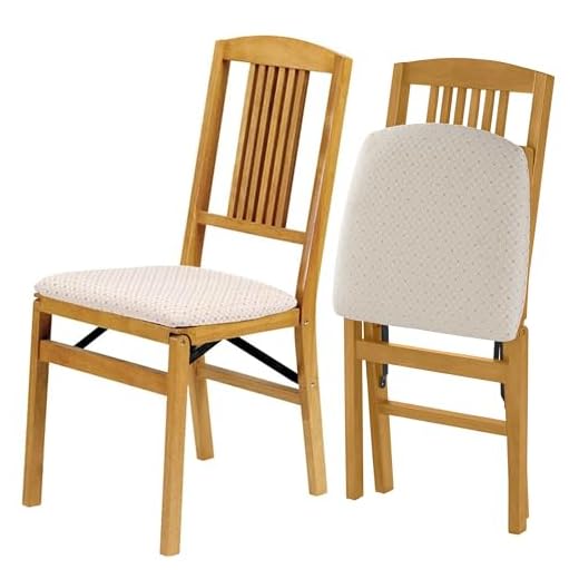 MECO Simple Mission Folding Chair Oak Finish, Set of 2, Wood,Fabric, 21.25D x 17W x 36H in