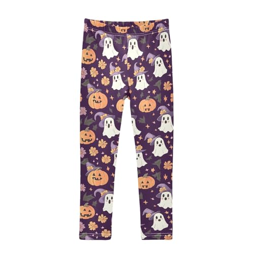 Girls' Athletic Leggings Ankle Length Yoga Dance Pants Kids Teen 4T Ghost Flower Pumpkin
