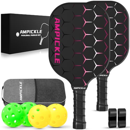 Image of Pickle Ball Paddle,Fiberglass Pickleball Paddles Set,Frosted Surface Pickleball Rackets, USAPA Standards,Oversized Sweet Spot Pickle Ball Paddle for Indoor Outdoor (B-2Honeycomb Red)